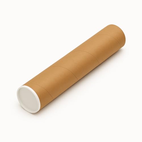 TELECAJAS | 10 Tubos de cartón de 7 x 60 cm, para Lienzos y productos largos enrollables. | Marrón. Incluye tapas | Pack de 10