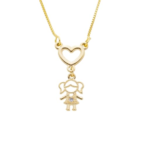 Colar Com Pingentes De Filha – 1 Menina – Banhado A Ouro 18k – Presente Para Mãe, Avó ou Esposa