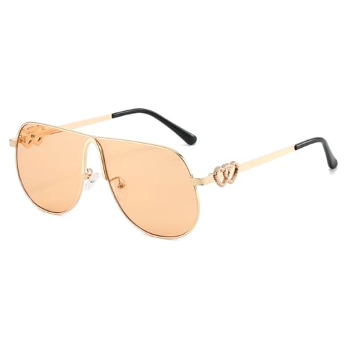 Lunettes de soleil grand format en métal style cœur avec finition soignée pour femme