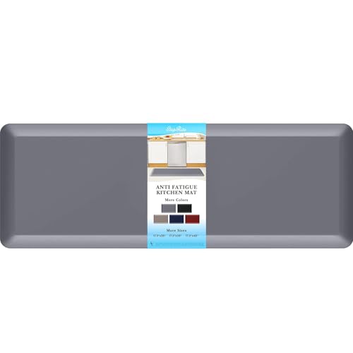 Image of StepRite 4 /5 Inch Thick Kitchen Mat Anti Fatigue Mat Kitchen Rugs Kitchen Decor Non-Slip, Stain & Water Resistant, Kitchen Mats Desk Mat for Kitchen, Office, Workshop, Grey, 17'' x 47''