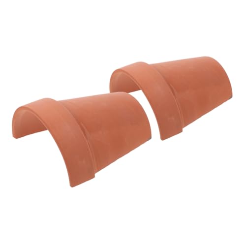 Abaodam 1set Reptile Hideout Turtle Cave Decoration Pottery Basking Platform for Turtles Lizards Frogs and Snakes Crawling Space for Terrarium Setup 2pcs