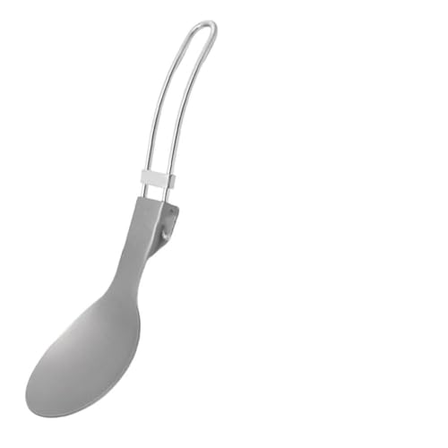 Helilyco Cuchara plegable Pure Ti ultraligera para senderismo, camping, viajes, picnic, 151 mm, desplegada, 89 mm, plegada, 18 g, color gris