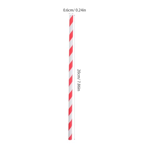 Beaupretty 100 pitillos de papel rayados rojos para fiestas miniatura 2