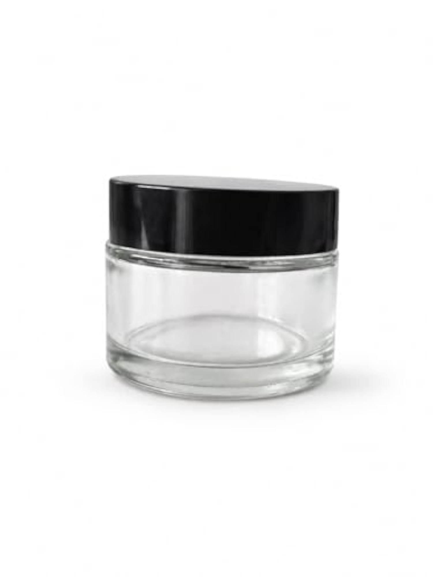 Clear Glass Cosmetic Jars with Black Lids, Pack of 3