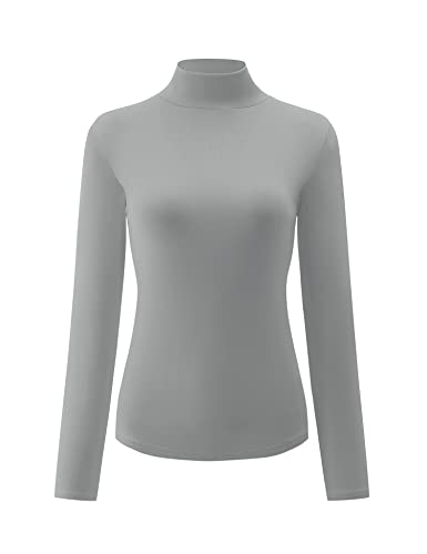 Image of Kindcall Womens Slim Fitted Mock Turtleneck Tops Long Sleeve Lightweight Base Layer Shirts