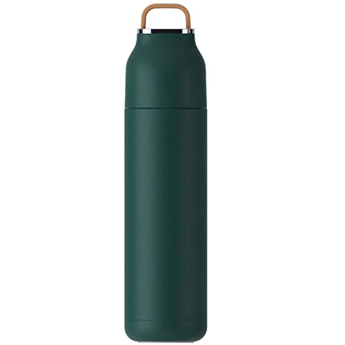 THERMOS TRABA DE VIAJE 500 ml Copa de acero inoxidable Presiona agua 12-24 horas Preservación de calor Portable Gran capacidad Viajamiento al aire libre (verde)