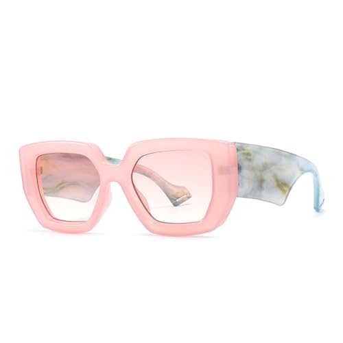 Lunettes de soleil carrées luxe grand cadre rose polygone finition haut de gamme femmes UV400