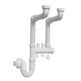 Sifone Universale Cucina | Scarico Lavello 2 Via | Misure 1”1/2-1”1/4 con Rosone | Uscita ...