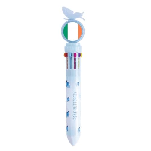 Stylo bille rétractable multicolore vert blanc orange fourniture écriture motif tricolore
