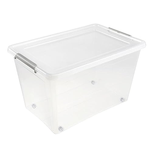 keeeper Aufbewahrungs-/Clipbox lars, 60 l, 58 x 39 x 35, Mit Rollen, Clipdeckel zum Verschließen, Transparent
