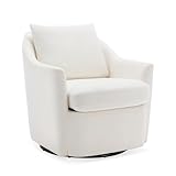 COLAMY Swivel Accent Chair Armchair, Upholstered Round Barrel Chair, 360° Swivel Chair, Morden Arm Chair for Living Room/Nursery/Bedroom-Cream