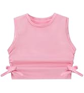 Mebius Girls Crop Top Ribbed Knit Kids Cropped Tank Tops Sleeveless Round Neck Racerback Casual C...
