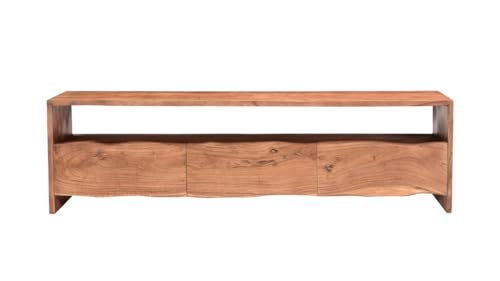 Image of The Attic Live Edge TV Cabinet|Solid Wood Sideboard TV Cabinet for Living Room|Classy Live Edge TV Cabinet|Wooden Free Standing TV Unit Side Board Table with Storage|Honey Matte Finish