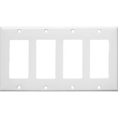 Morris 81779 Lexan Wall Plate, Midsize Decorative GFCI, 4 Gang, White, 10-Pack