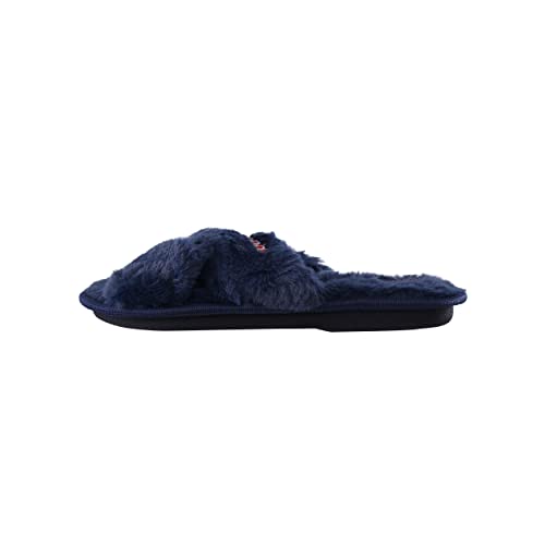Image of FOCO Womens NFL Team Script Wordmark Fuzzy Cross Slide Slippers