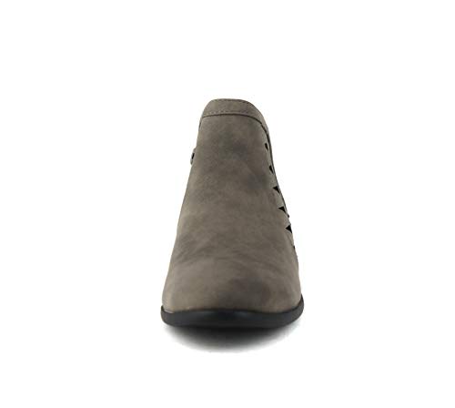 Image of Soda CHANCE Womens Perforated Cut Out Stacked Block Heel Ankle Booties (Wide Fit Available)