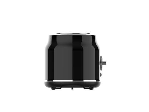 CULINARY CHEF, 2 Slice Toaster, Retro Style, Wide Slot for Bread, English Muffins, Croissants, and Bagels, 5 Adjustable Toast Settings, Cancel and Defrost, 900w, Black