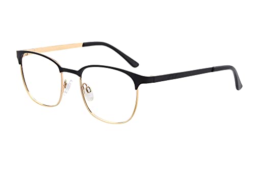 Edison & King Gafas de Lectura Royal, Elegancia Atemporal, refinadas con Cristales Premium y Bluelight Protect (Negro-Oro, 2,00 dpt)