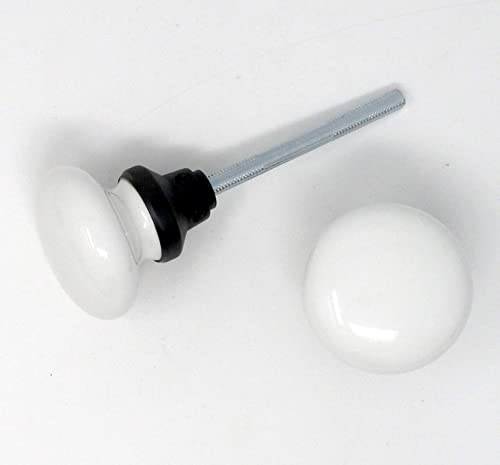 Rousso's Reproductions White Porcelain Door Knobs 0001-Orb Antique Replica-Solid Brass Oil Rubbed Bronze Base (One Pair) #TOP5