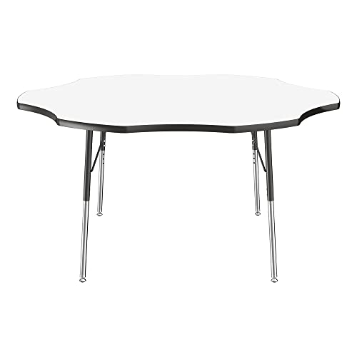 Image of Learniture Adjustable Height Dry-Erase Classroom Activity Table for School and Home, Flower Activity Table with Whiteboard Top, 60 inch D x 60 inch W x 30 inch H, White