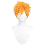 KAPVXRKI Kurosaki Ichigo Cosplay wig Heat Resistant Synthetic Wigs for Halloween Costume Party Role Play+Wig Cap