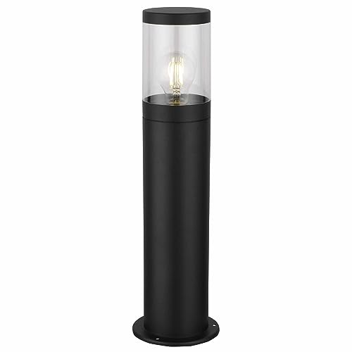 firstchoicelighting Modern Black Outdoor Post Light, IP44 Waterproof Driveway Bollard Light, Height 50cm, Clear Diffuser, LED Compatible