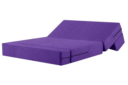 Image of Rosebell Two-Person Jute Sofa Cum Bed | Compact & Lightweight | Removable Washable Cover- Including 2 Cushion | 4x6 Ft Size | Home or Office - Purple Color