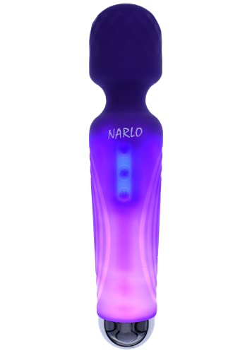 NARLO Upgraded Powerful Vibrate Wand Massager with 5 Powerful Vibration Patterns & 10 Speeds, Waterproof, Handheld, Back Body Massage, Sports Recovery&Muscle Aches (Luminous Purple)