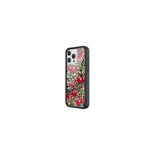 Image of Wildflower Cases - Compatible with iPhone 16 Pro Max | Protective Black Bumper, 6.5ft Drop Test Certified, Women Owned Small Business | Cheetah Print, Red, Cherries, Trendy | Collab - Ming Lee Simmons
