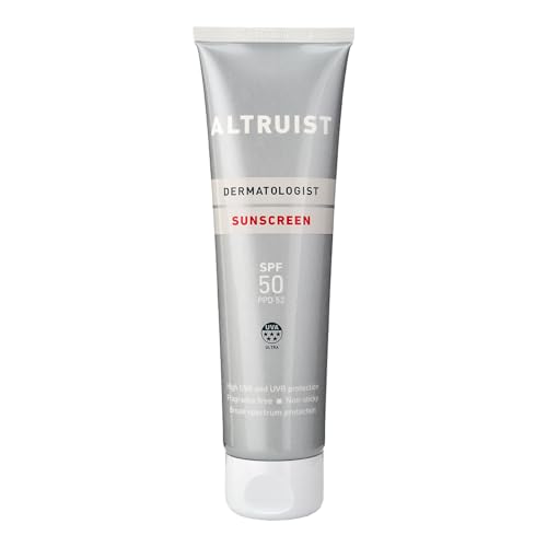 AltruistProtector solar dermatológico FPS 50, 5 estrellas, protección UVA PPD 39, protección UVB, sin perfume, vegano, resistente al agua, no graso, para piel sensible, 100 ml