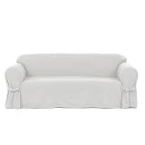 IG Charcoal BBQ Cotton Duck One Piece Sofa Slipcover in White