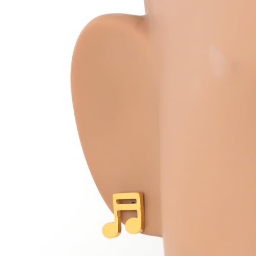 Steelmeup Stainless Steel Music Notes Quaver Post Stud Earrings Silver Gold Black Color3