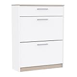 Miroytengo Zapatero Watson de Recibidor Estilo Nórdico en Color Blanco Mate y Roble Kronberg con 2 Puertas y 1 Cajón 80x102x29 cm