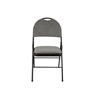 Meta Heavy Duty Folding Chair with Padded Fabric Seat & Backrest – Steel Frame, Comfortable Office, Dining, Study & Party Chair, Supports Heavyweight Persons (1, Grey)