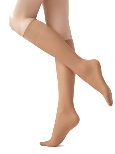Image of MOOCHI Women's Sheer Knee High Stockings 6 Pairs 20 Denier Nylon Socks
