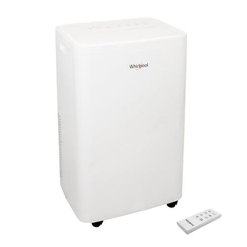 Whirlpool 12,000 BTU Portable Air Conditioner with Dehumidifier for Living Room, Apartment, or Bedroom, 115V, Portable AC for Medium Rooms up to 550 Square Feet with Remote, 3 Speeds, and Timer, White