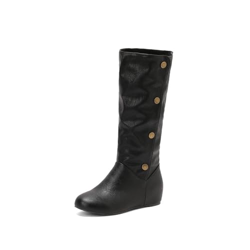 Knee High Boots Women's Extra Wide Round Toe height increasing insoles Long Boots3