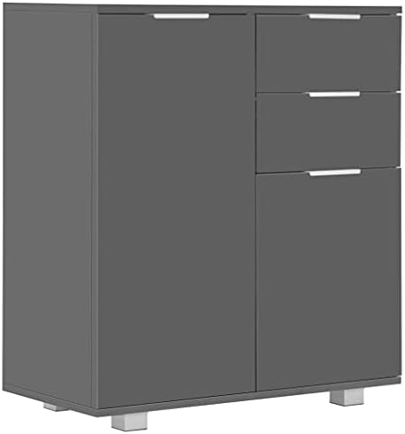 Sideboard High Gloss Grey 71x35x76 cm Chipboard +Material: Chipboard with a high gloss finish