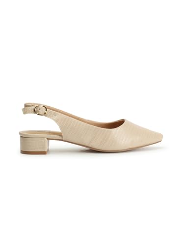 Image of Carlton London Women's Textured Pointed Toe Block Heel Pumps