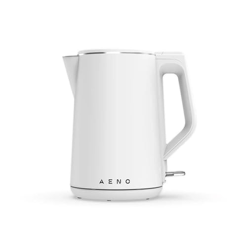 AENO Electric Kettle EK2-UK, 1.5L, Double Wall SS304, 1850-2200W, Strix Controller, Boil-Dry Protection, Fast Boil, 360° Base, LED indication, Silent, White