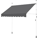 Yaheetech 2.5x1.2m Adjustable Balcony Awning, Manual Retractable Garden Awning, Free Standing Sun Shade Shelter Canopywith Hand Crank for Patio/Gazebo/Garden/Restaurant/Cafe, No Drilling, Dark Grey
