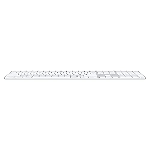Image of Apple Magic Keyboard with Touch ID and Numeric Keypad: Wireless, Bluetooth, Rechargeable. Works with Mac Computers with Apple Silicon; British English - White Keys (Renewed)