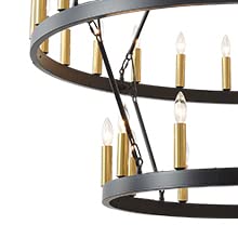 Lustre de salon majestueux style rustique chic avec double rangée E12 - 3