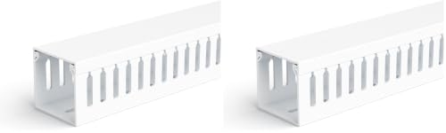 Image of ZhiYo 2 inch H x 2 inch W Cable Raceway, 6ft Under Desk Wire Management Channel White (Pack of 2)