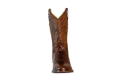 TuffRider Men's Hayden Wide Round Toe Western Boot- Brown-With Free Assorted Striped Socks4