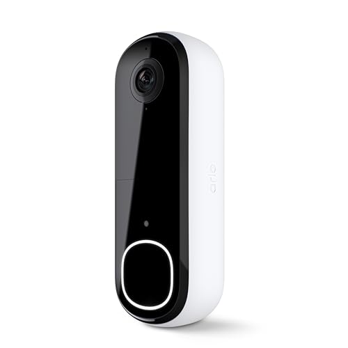 Arlo Video Doorbell 2K | 2nd Gen | Wire-Free/Wired Option, 2-Way Audio, Night Vision, Head to Toe Video View, Integrated Siren | Live Stream | Real Time Notifications |180 Deg Wide View, White