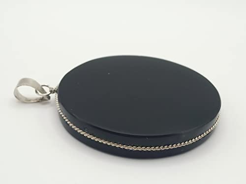 Genérico 1.18" Obsidian round pendant Necklace scrying, disk, polished, Black round mirror, handmade4
