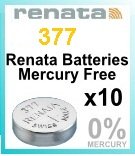 Pack von 10 Renata 377 SR626SW 1,55 V Silberoxyd Uhrenbatterie Pack von 10