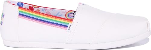 Image of TOMS Women's Alpargata 3.0 Espadrille, White Canvas /Rainbow Webbing,7
