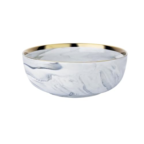 Juego De Vajilla Juego de platos y cuencos cerámica mármol, vajilla, ensalada Navidad, postre, blancos porcelana hueso, cocina, bandeja redonda(7.5 inch soup bowl)